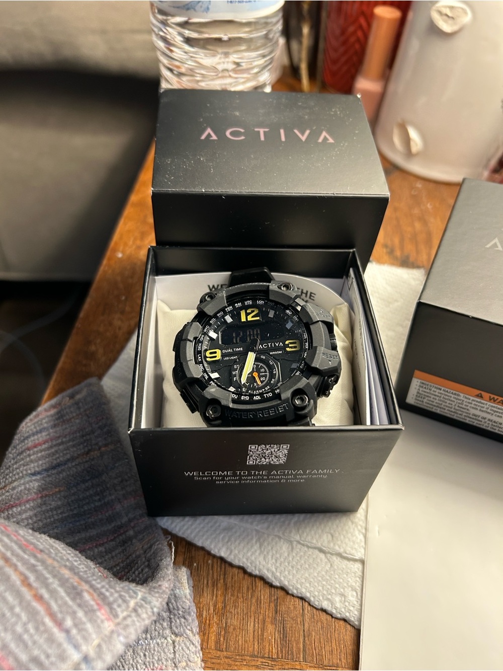 Ativa Black Sport Watch with Yellow Dial Accents
